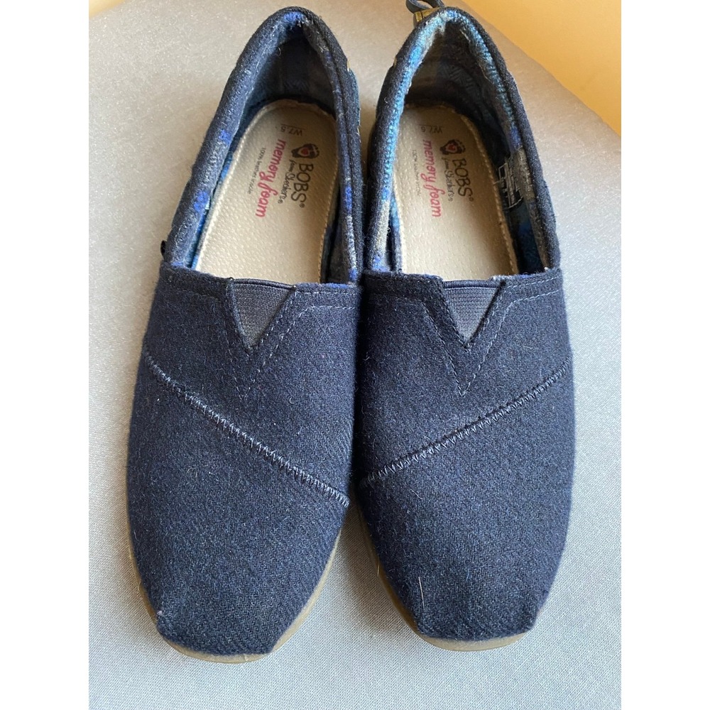 Bobs By Skechers Womens Memory Foam Slip On Shoes Sneakers 7.5 Leather s3